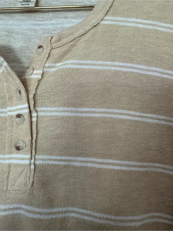Billabong Tan Striped Henley Long-Sleeve Shirt - Image 4