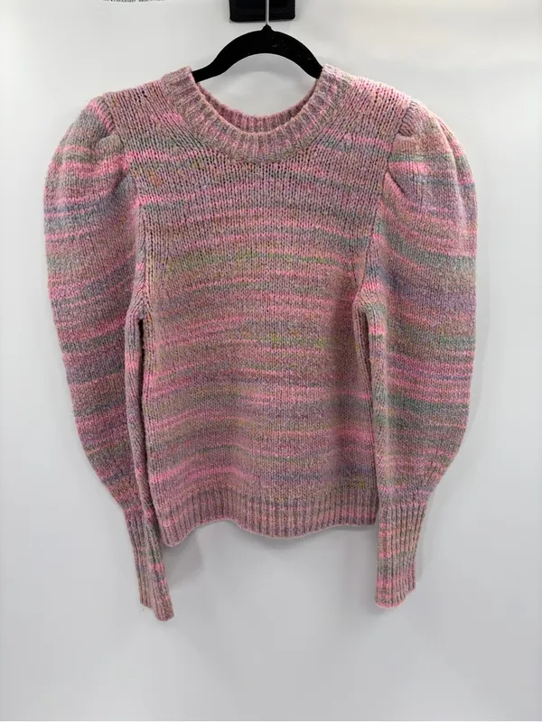 Loveshackfancy Aquarius Chunky Knit Sweater Pink Puff Sleeves Coquette small - Image 6