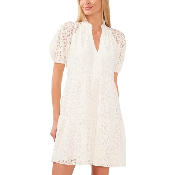 Cece Womens V-Neck Babydoll Tiered Dress 7023936 New Ivory Off White S - Image 6