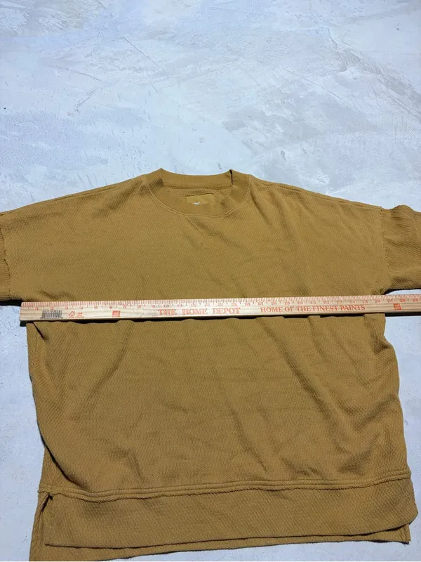 Aerie Mustard Waffle Crewneck Sweater sweatshirt medium - Image 4