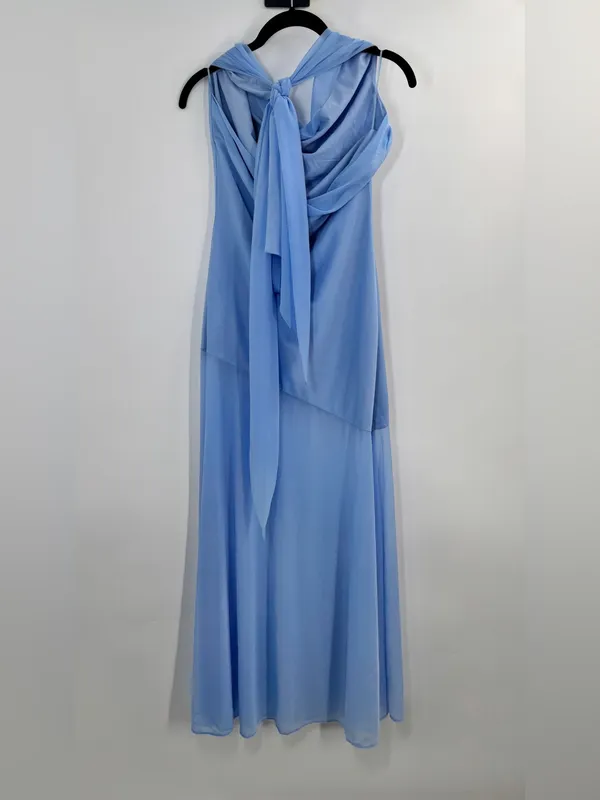 Mare Mare Cowl Neck Sheer Hem Dress Blue Size XS - Image 6