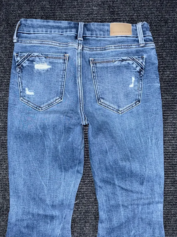 Buckle Black Fit No 53 Flare Stretch Jeans Sz 26x30 Distressed Mid Rise BBW3405S - Image 4