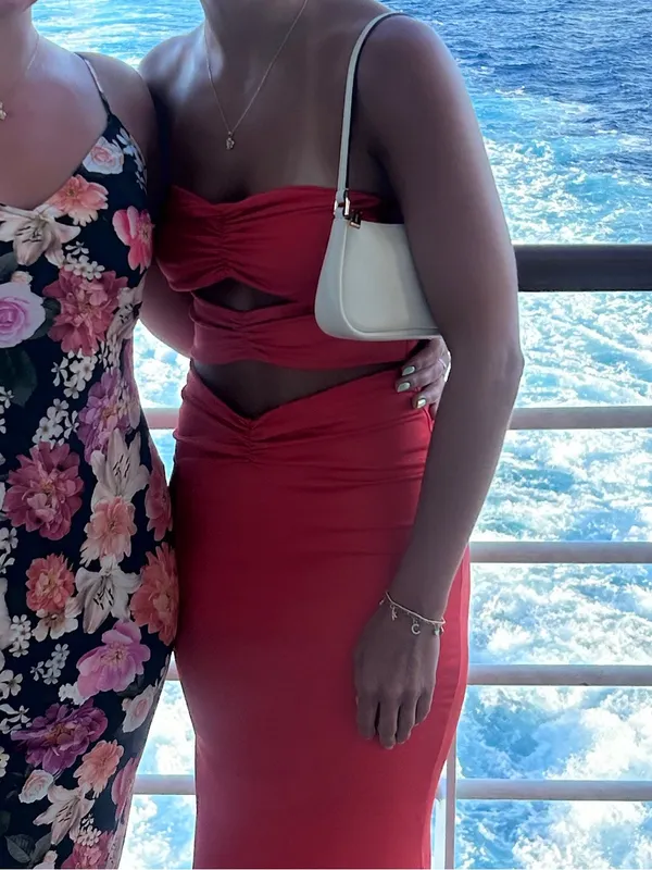 SheIn Red Cutout Strapless Maxi Dress - Image 2