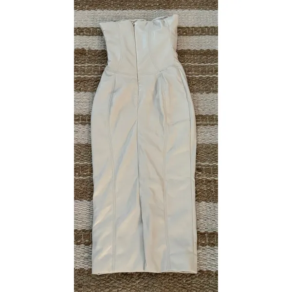 NEW House of CB Camilla Ivory Vegan Leather Strapless Dress Size XS - Image 10