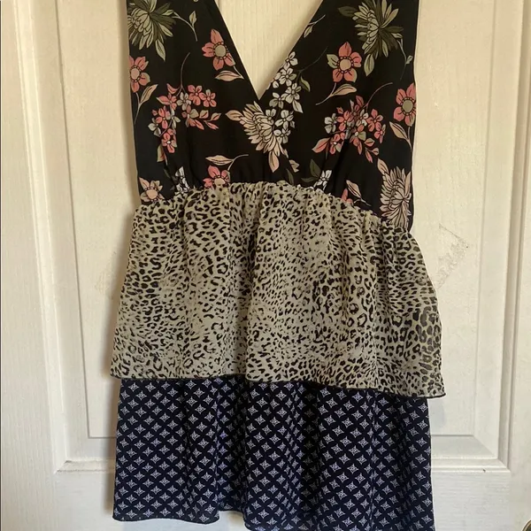 Libby Edelman Floral and Animal Print Top - Black, Pink, Green - Image 2