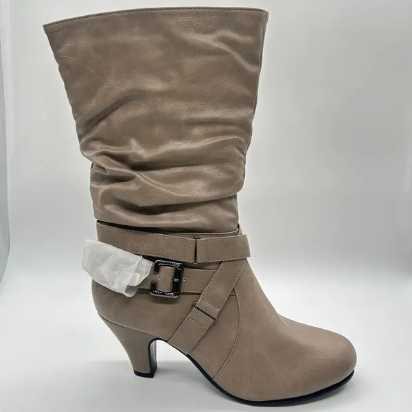 Forever Boots Womens‎ 10 Tan Bibi-5 Kitty Heel Calf High Riding Boots NEW - Image 3