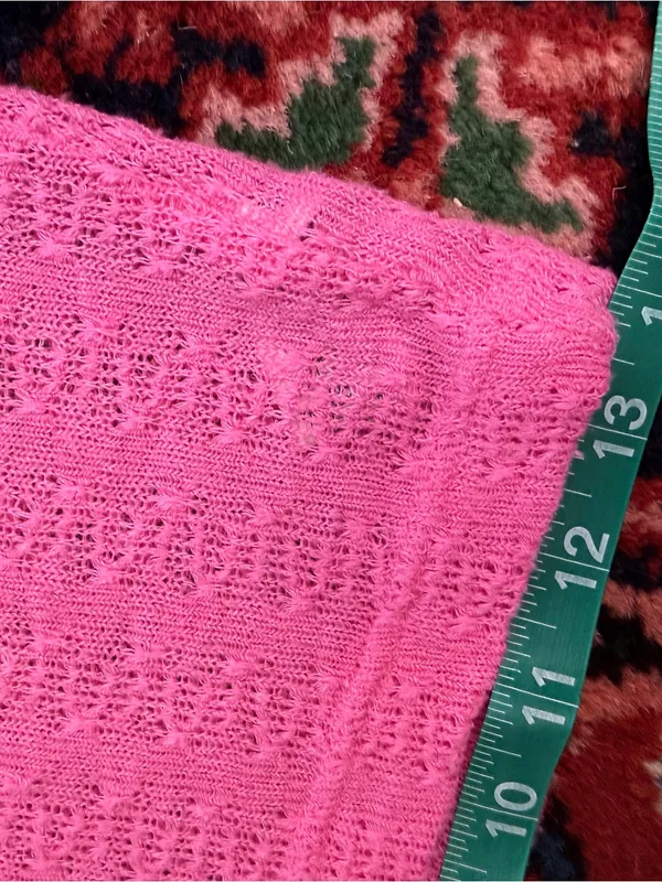 Free People Hot Pink V-Neck Lace Trim Lightweight Sweater - Image 5