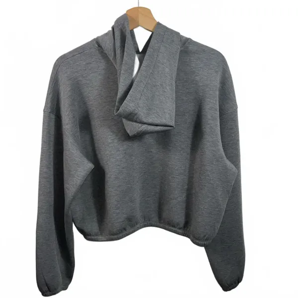 Spanx AirEssentials Cinched Crop Hoodie Sweatshirt Heather Gray Women Size Large - Image 4