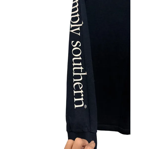Simply Southern Long Sleeve‎ Graphic T-Shirt Navy Blue Pursuit of Preppiness Sm - Image 3