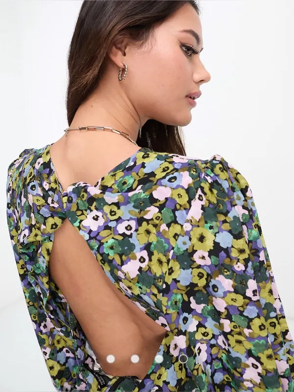Nobody's Child Katie open back midi dress in ditsy floral size 8 - Image 4
