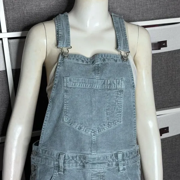 American Eagle Outfitters Corduroy Raw Hem Overall Dress In Jade Size Medium - Image 9