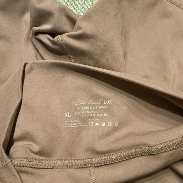 Yogalicious Tan Stretchy Wide Band High Waisted Bike Shorts Size XL Activewear - Image 3