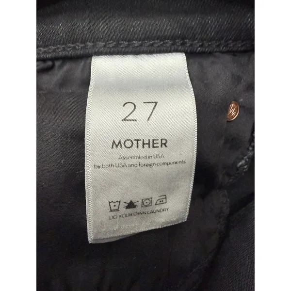 MOTHER The Rascal Ankle Snippet Night‎ Hawk Black Raw Hem Jeans 27 - Image 6