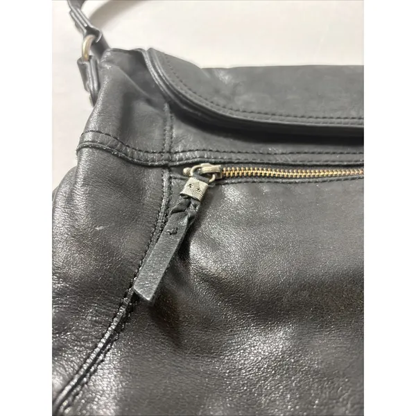 The Sak Black 100% Leather‎ Purse Handbag Bag Magnetic Flap Foldover Soft - Image 2