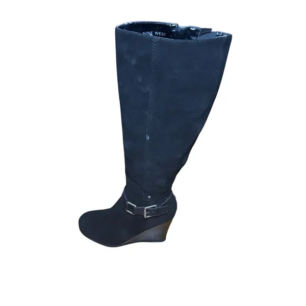 Nine West Vintage America Collection NINI Black Suede Boots Size 10 Leather - Image 2