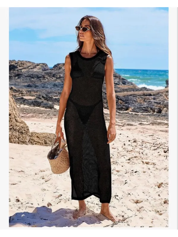 NEW Crochet Cover Up Sleeveless Hollow Knit Bikini Swimwear S - Image 5
