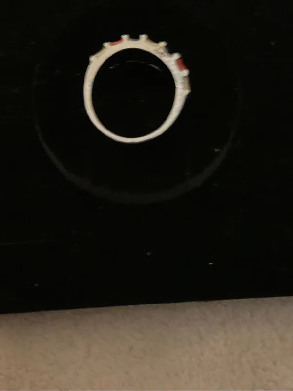 Gold-Tone Band Ring with Red, Blue and Cream Enamel Panels - Image 5