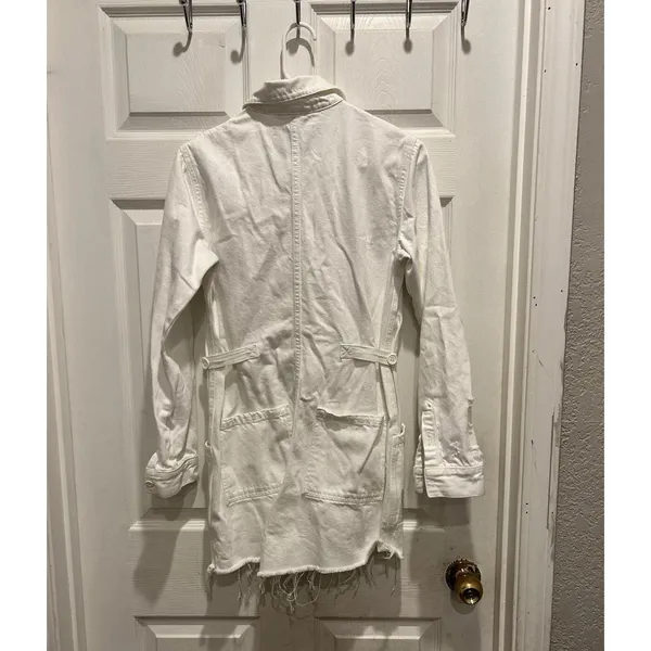 Pistola White Distressed Denim Utility Romper P1533HF-ATW Small Long Sleeve - Image 6