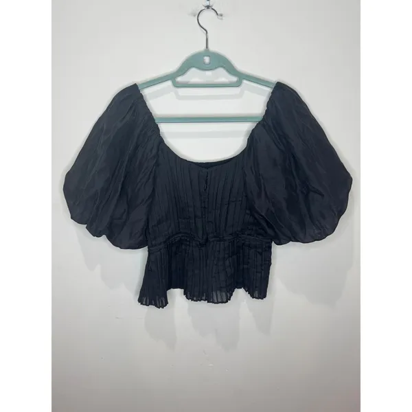 Banana Republic Kali Puff Sleeve Blouse Black Sz‎ 4 NWT - Image 3