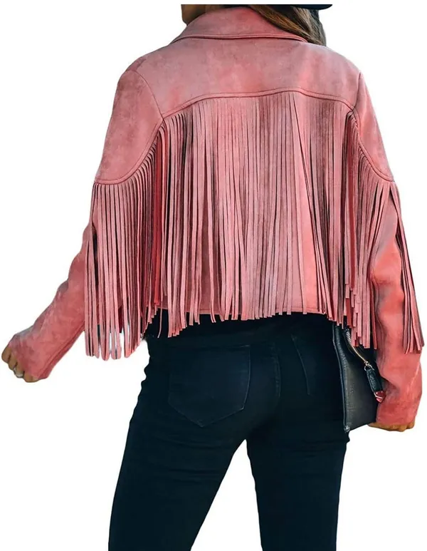 Tassel Fringe Jacket Pink Size L - Image 7