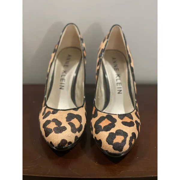 Anne Klein Heels Leopard Fur Leather Upper Size 8 - Image 2