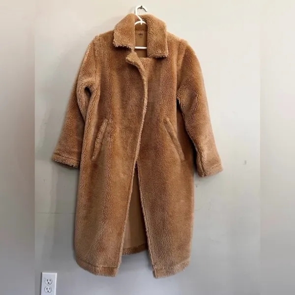 Alo Yoga Oversized Sherpa Trench Coat In Camel Teddy Jacket Size Small - Image 5