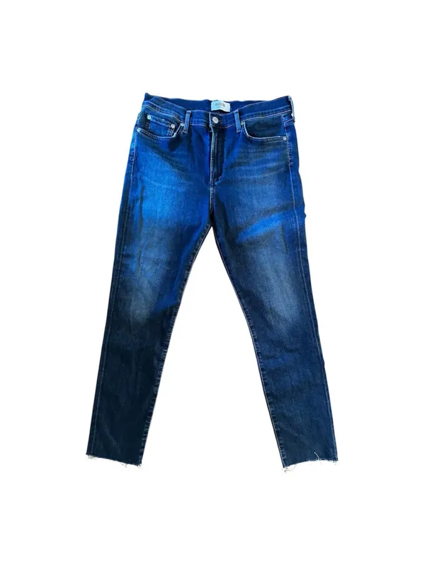 AGOLDE Sophie Mid Rise Ankle Skinny Jeans Dark Wash Frayed Raw Hem Size 31 - Image 2