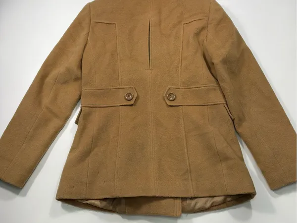 Banana Republic Cashmere and Wool Blend Tan Double-Breasted Pea Coat Size Small - Image 11