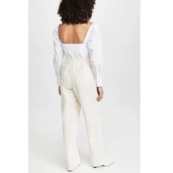 WeWoreWhat Shirt Jumpsuit Ivory NEW Size XS Long Sleeve Paperbag Waist Pant‎ - Image 2