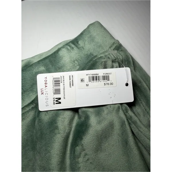 Yogalicious Lux Double Butter Hannah Velvet Velour Joggers in Sage Green Medium - Image 3