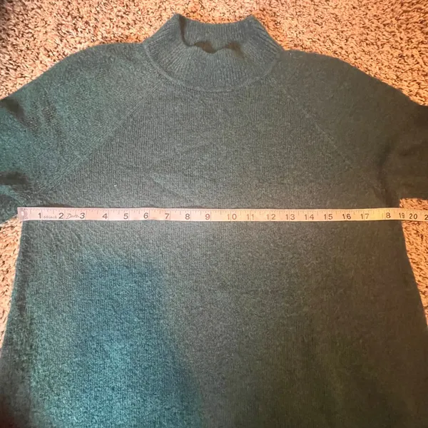 LOFT Mock Neck‎ Long Sleeve Sweater Teal Green Textured Knit Pullover Women's M - Image 4