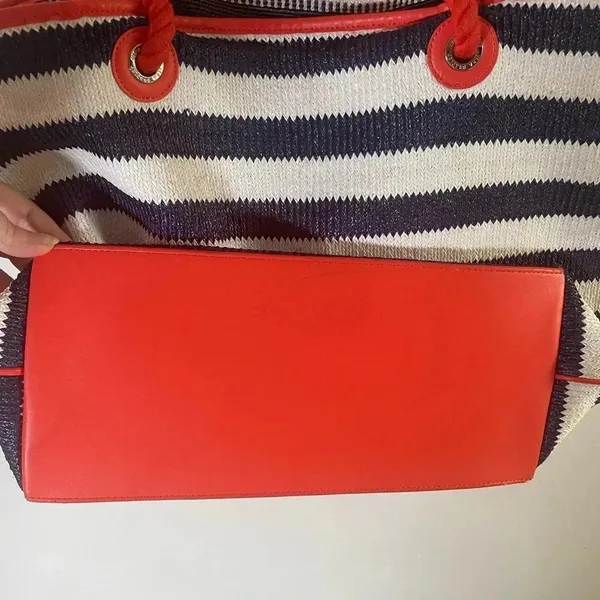 Vera Bradley Navy‎ and White Striped Beach Tote with Tassels GUC - Image 7