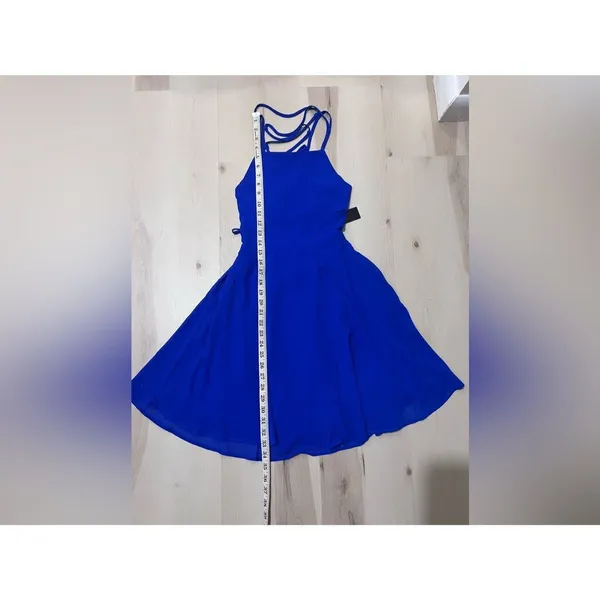 Lulus NWT Women Small Cobalt Royal Blue Strappy Lace Up Mini Dress Coquette Chic - Image 9