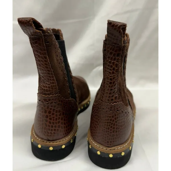 Free People $158 Women's Brown Suede Leather Western Chelsea Scalloped Boot EU38 - Image 7