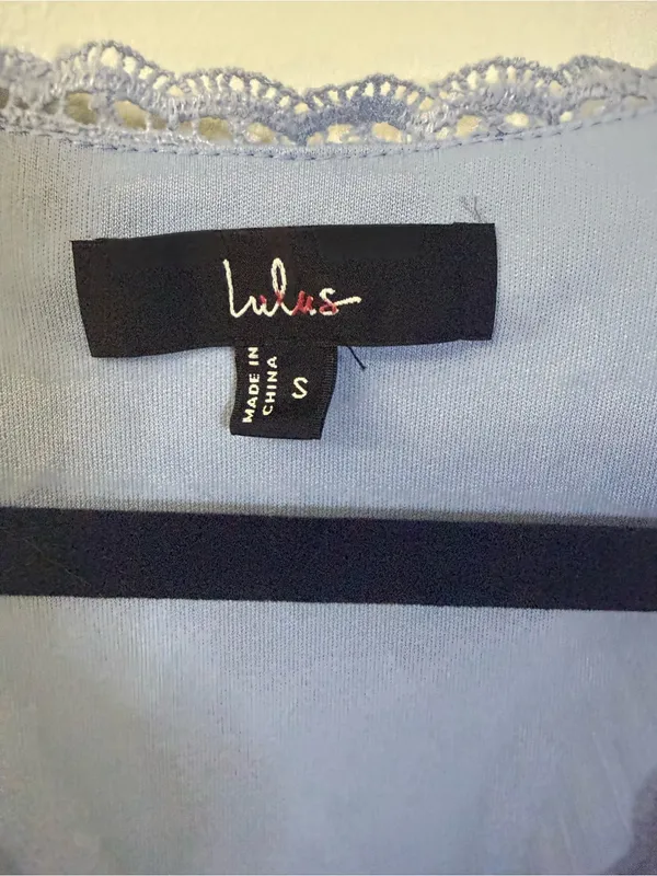 Lulus Light Blue Tie-Front Peplum Top Size Small - Image 5