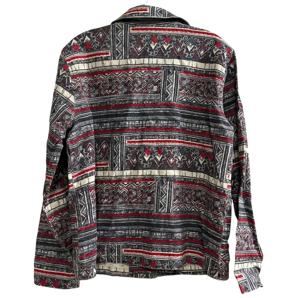 Coldwater Creek Geometric Print Button Front Jacket Women's Size‎ M Linen Blend - Image 2