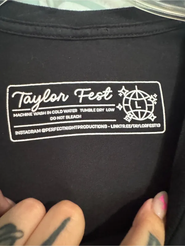 Taylor Swift Black 'Taylor Fest' Graphic Tee with Pink Accents - Image 3