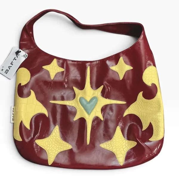 BAFTA Celestial Heart Hobo Shoulder Bag Burgundy Y2K Indie Designer NWT - Image 2