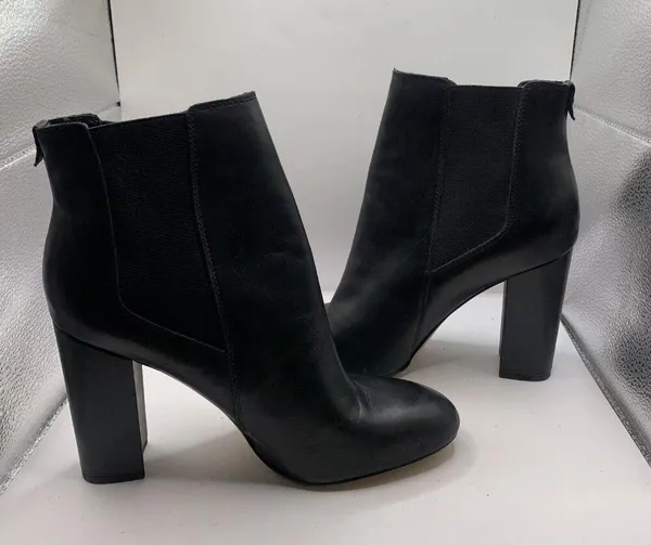 Sam Edelman Women's Case Leather Block-Heel Booties Black size 10 Ankle D17 - Image 7