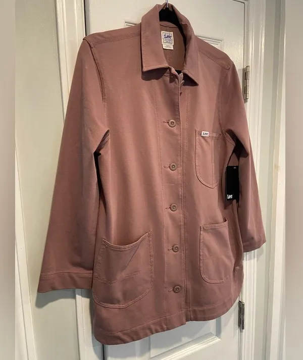 NWT Lee Layers Size XS Mauve Long Sleeve Button Front Collared Shacket Shirt - Image 5