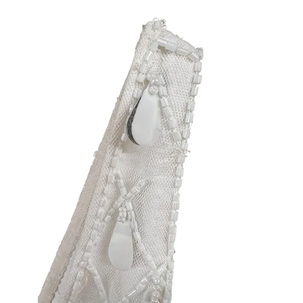 Liv Foster Beaded Sequin Lattice V-Neck Mini Dress Ivory Silver Size 6 - Image 7