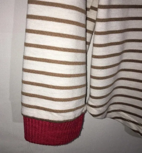 Striped Sweater with Elbow Patches White Size M - Image 3