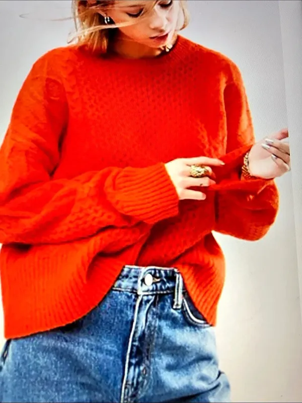 Jessica Simpson Textured Knit Sweater in Red XL - Image 2