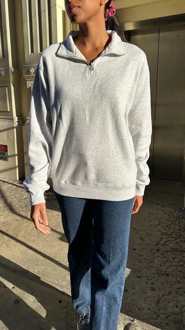 Missy Quarter Zip Sweatshirt Grey - Image 3
