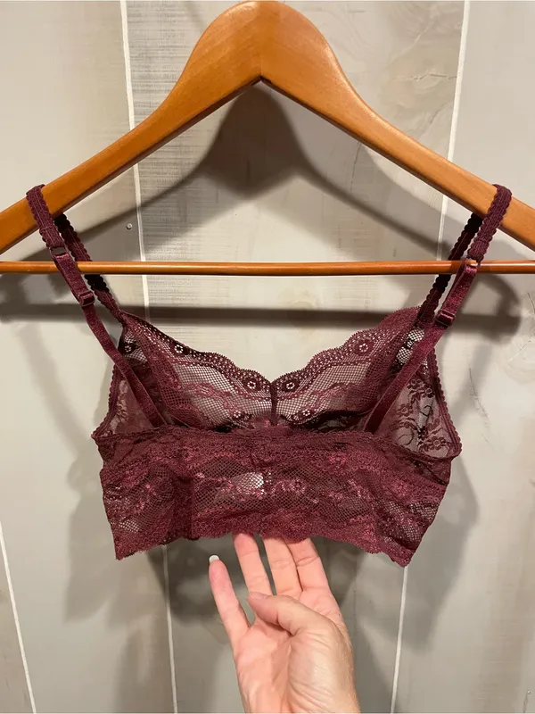 Cute whimsigoth burgundy wine lace mesh bralette B. Tempt’d stretchy coquette - Image 3