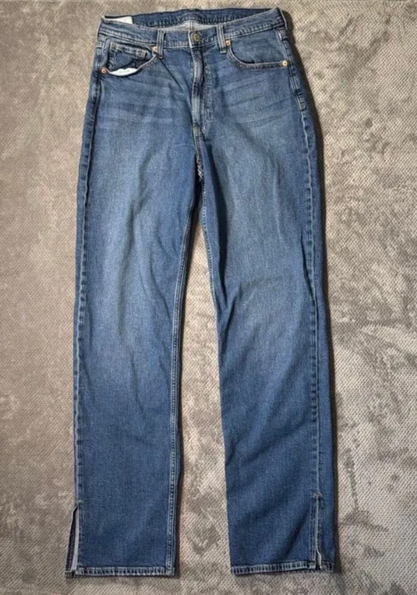 GAP ’90s Loose High Rise Jeans 10/30 Tall Medium Wash Straight Leg Side Slit Hem - Image 2