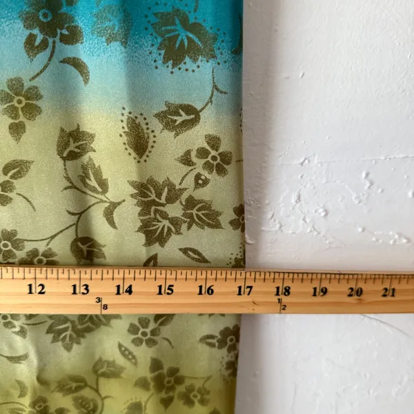 90s Kathie Lee Collection Sleeveless Floral‎ Dress M Green Blue Ombre Vintage - Image 9