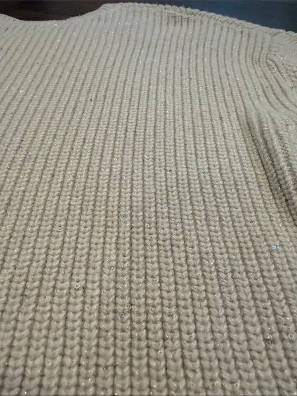 GAP Cream Ribbed Shimmer Crewneck Sweater Size Medium - C11-638 - Image 9