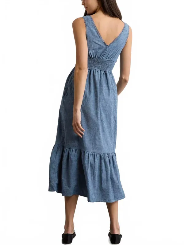 AE Tie-Front Midi Dress American Eagle NWT Medium Wash Small - Image 2