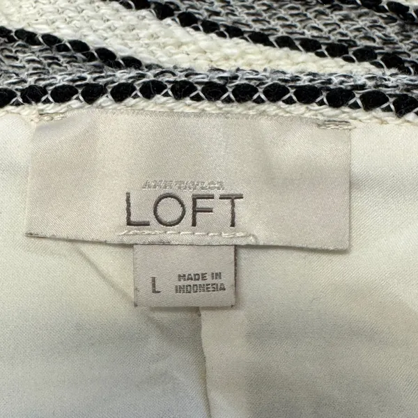 LOFT Ann Taylor Black White Chevron Striped Textured A-Line Mini Skirt Size Lg - Image 6